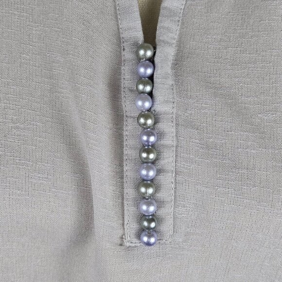 Sana Safinaz Size Small Light Gray Coverup Blue Embroidered Flowers Gray Pearl - Picture 3 of 14